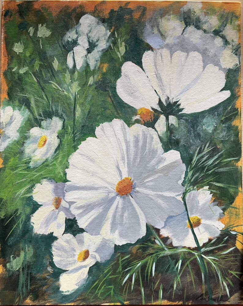 Weiße Cosmea • Acryl auf Leinwand • 40 x 50 cm • 2021