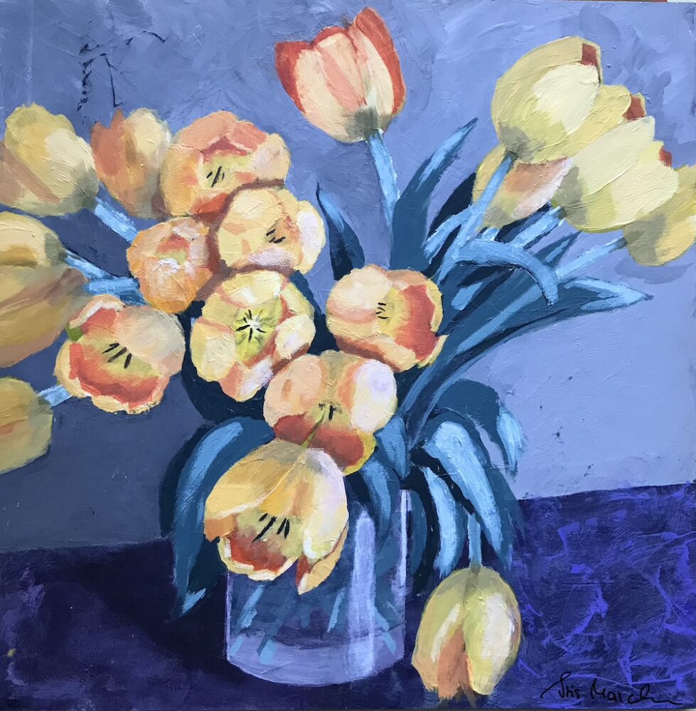 Gelbe Tulpen im Licht • Acryl auf Holz • 30 x 30 cm • 2021