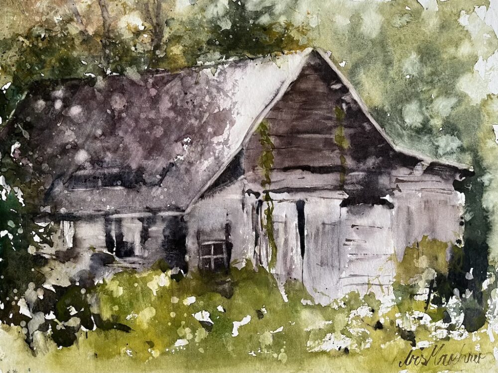 Alte Scheune am Waldrand • Aquarell auf Papier • 27 x 37 cm • 2024