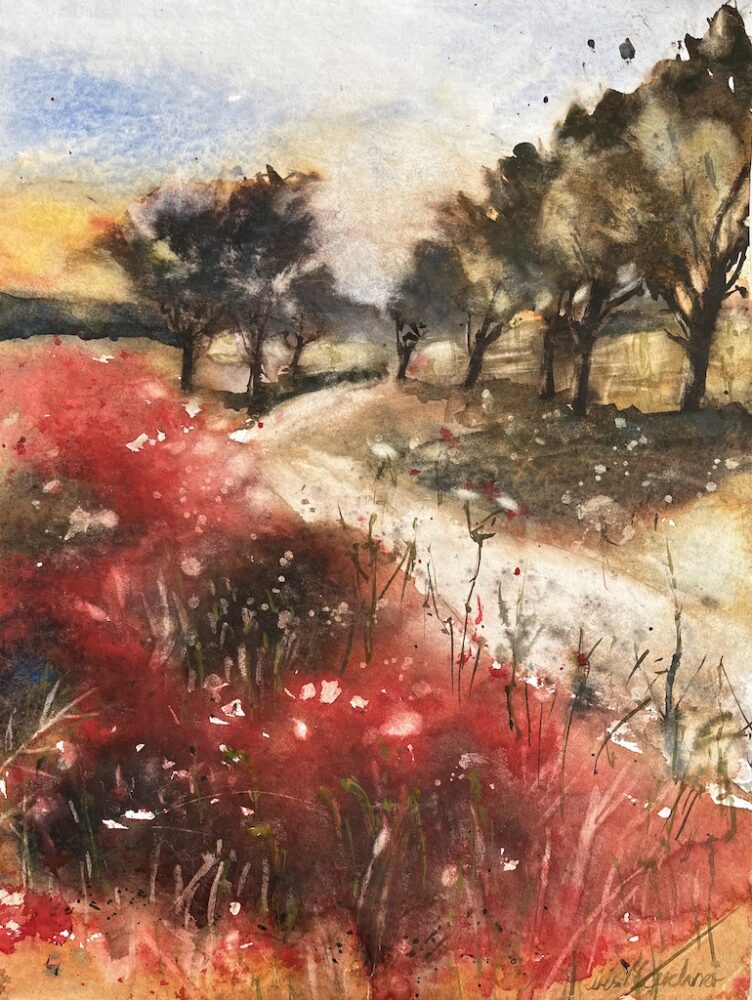 Im Mohn • Aquarell auf Papier • 27 x 37 cm • 2025