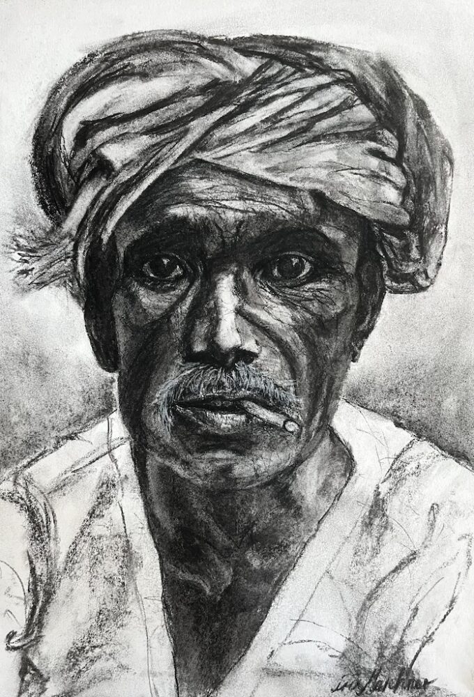 Mann mit Turban • Kohle auf Papier • 30 x 40 cm • 2024