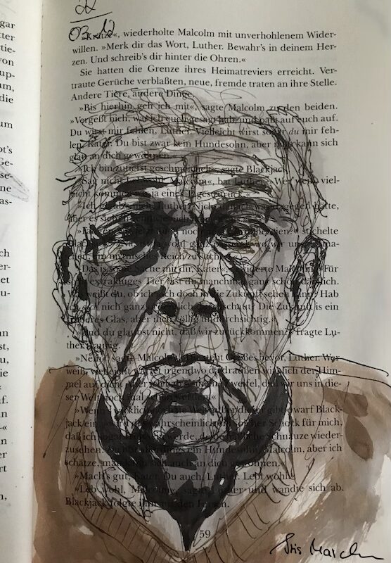 Alter Mann • Tusche auf Papier • 12 x 20 cm • 2022